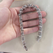 Sterling Silver Beaded Bracelet with Moissanite Stones 19.99cm 85 Carat Gift