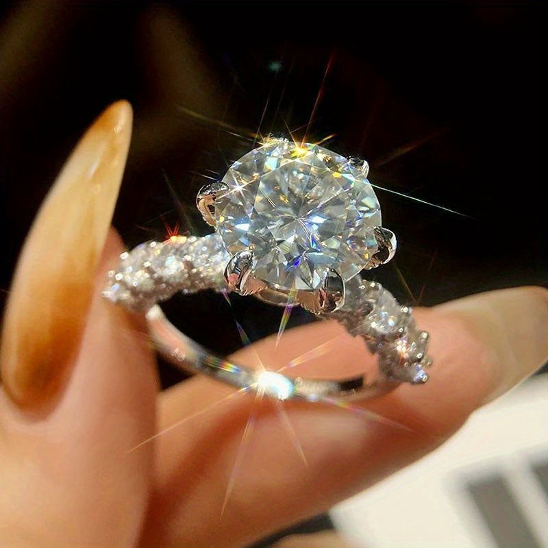 3 Carat Moissanite Engagement Ring Sterling Silver Wedding Anniversary Gift