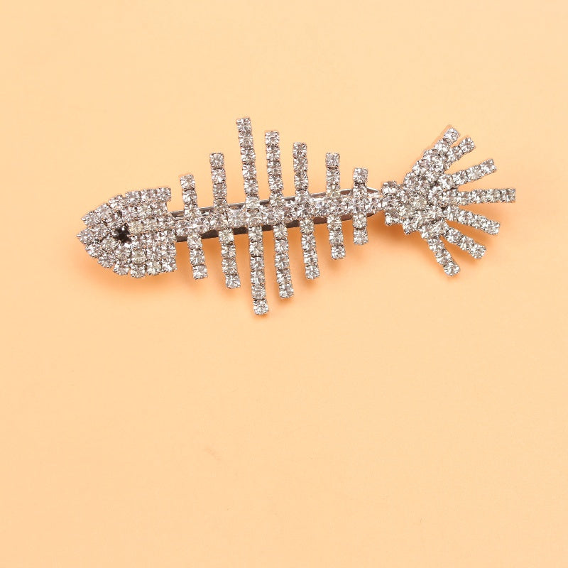 Women's Rhinestone Grass Fish Fringe Brooch for Retro Party Wedding Jewelry