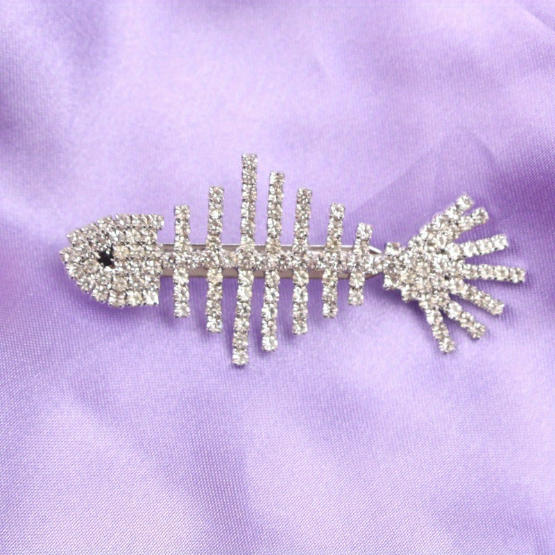 Women's Rhinestone Grass Fish Fringe Brooch for Retro Party Wedding Jewelry