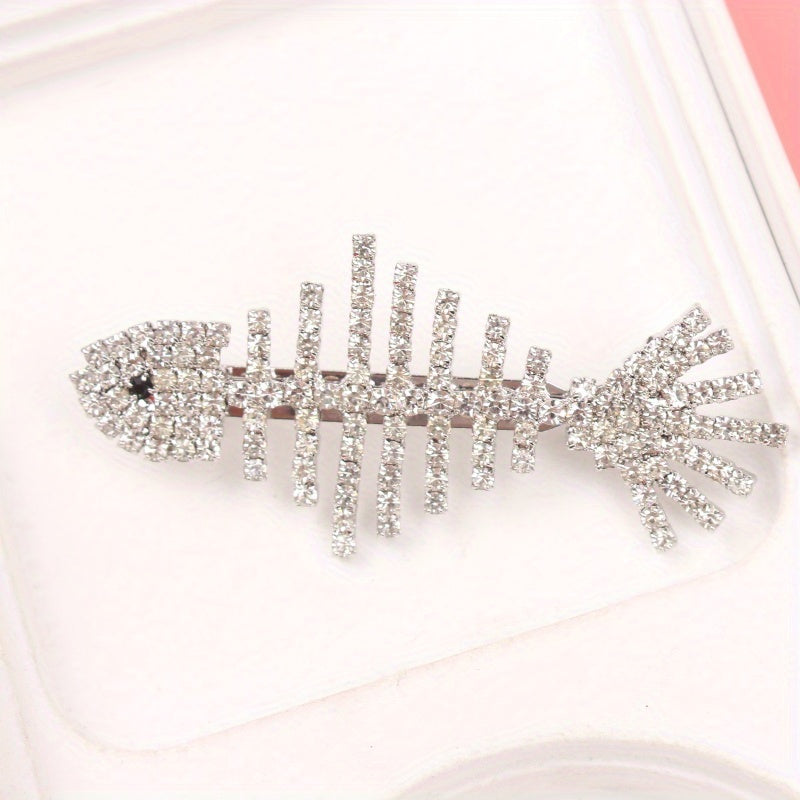 Women's Rhinestone Grass Fish Fringe Brooch for Retro Party Wedding Jewelry