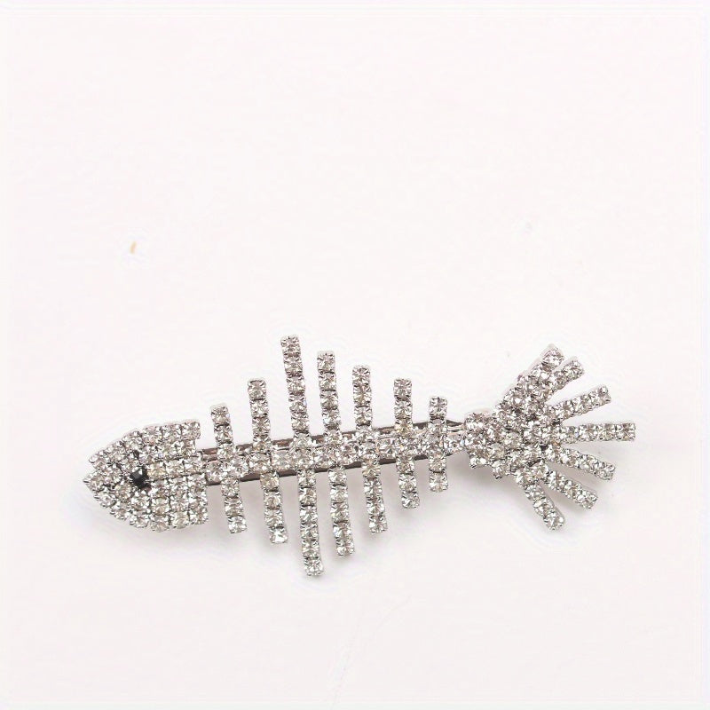 Women's Rhinestone Grass Fish Fringe Brooch for Retro Party Wedding Jewelry