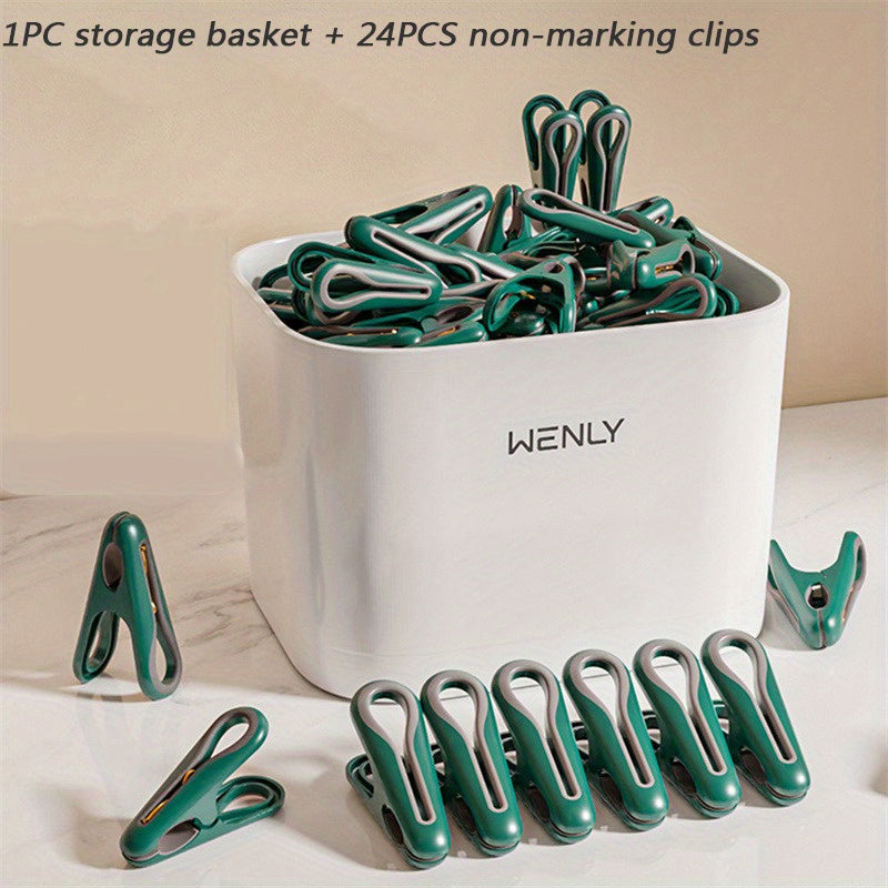 Clothespins Set with Storage Basket and Clips for Laundry and Organization 24 or 36 Pieces