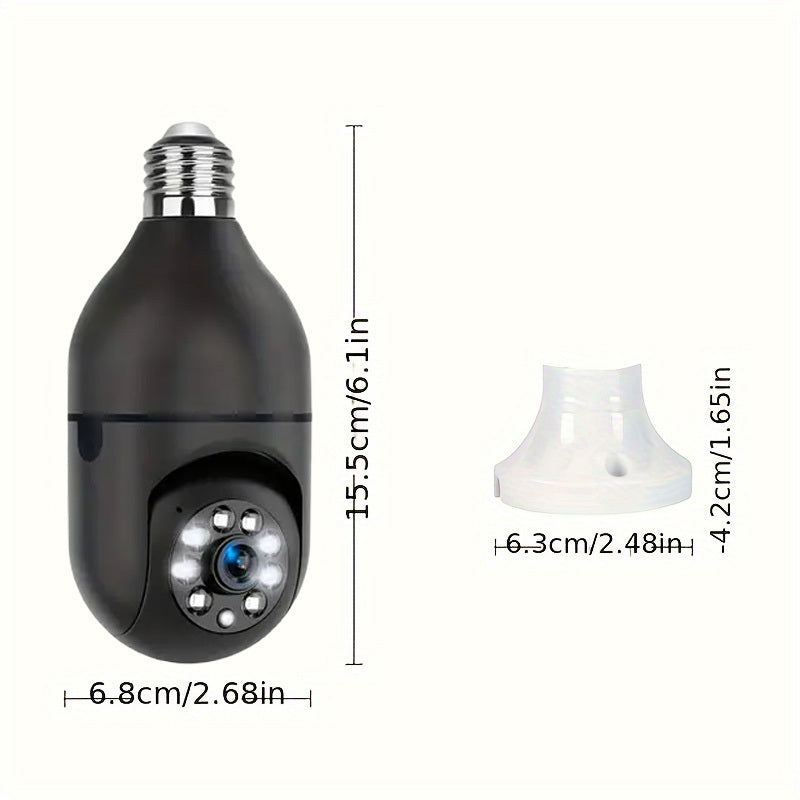 Smart Light Bulb Security Camera E27 WiFi 360° Pan/Tilt Motion Detection Two-Way Audio Indoor Outdoor