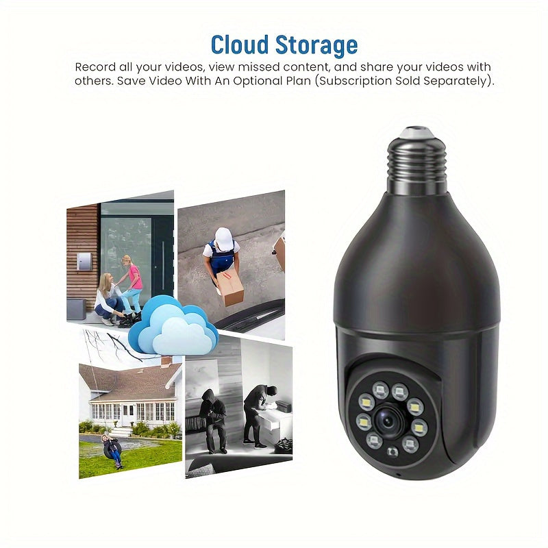 Smart Light Bulb Security Camera E27 WiFi 360° Pan/Tilt Motion Detection Two-Way Audio Indoor Outdoor