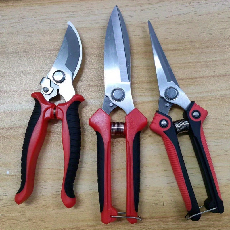 3-Piece Stainless Steel Gardening Shears Set for Pruning and Garden Maintenance