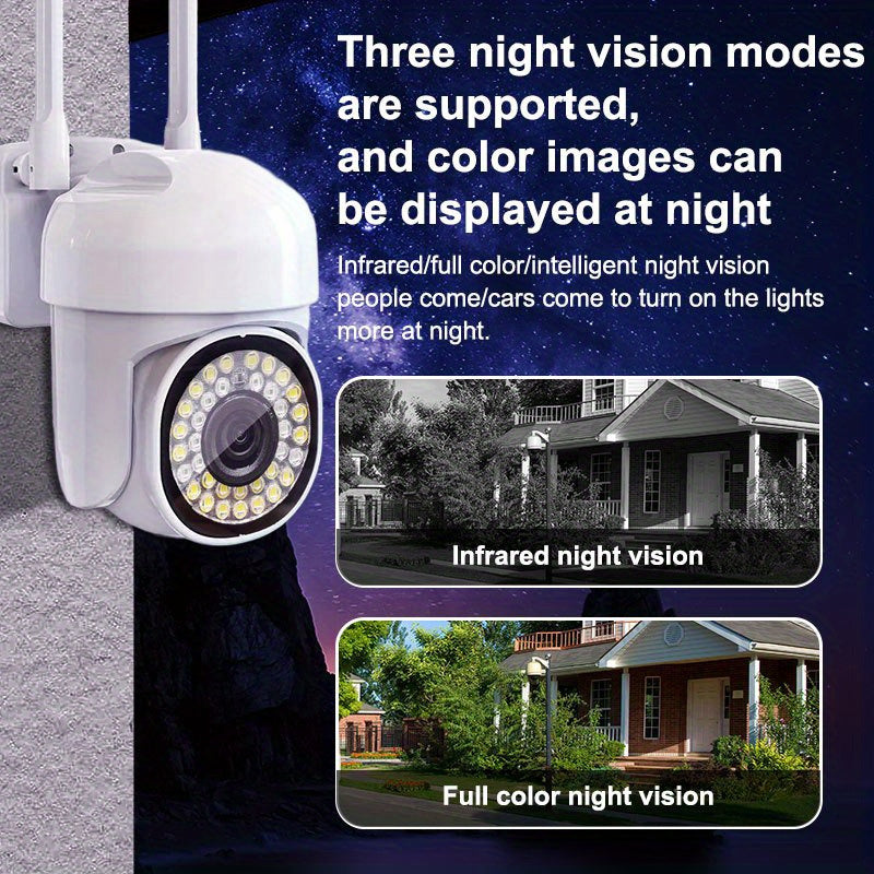 Outdoor WiFi Security Camera 1080p HD Auto Tracking Night Vision Waterproof Two-Way PTZ