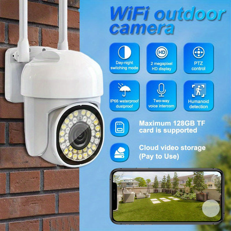 Outdoor WiFi Security Camera 1080p HD Auto Tracking Night Vision Waterproof Two-Way PTZ