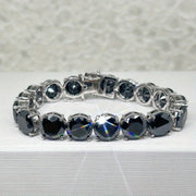 Men's Black Moissanite Bracelet 5 Carat Sterling Silver Anniversary Gift