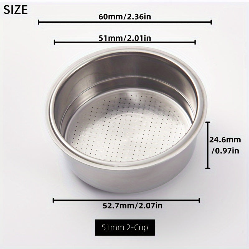 Reusable 51mm Stainless Steel Espresso Filter Basket for Coffee Machines