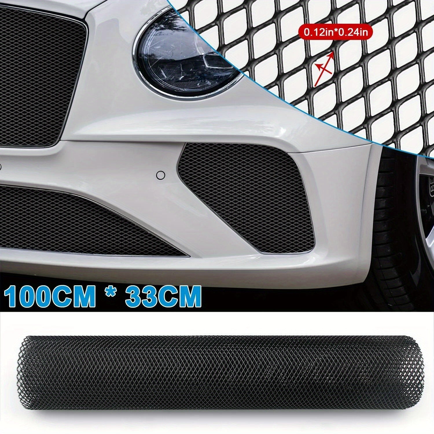 Universal Aluminum Car Grille Mesh 40x13 Inches Bumper Bumper Insert Black