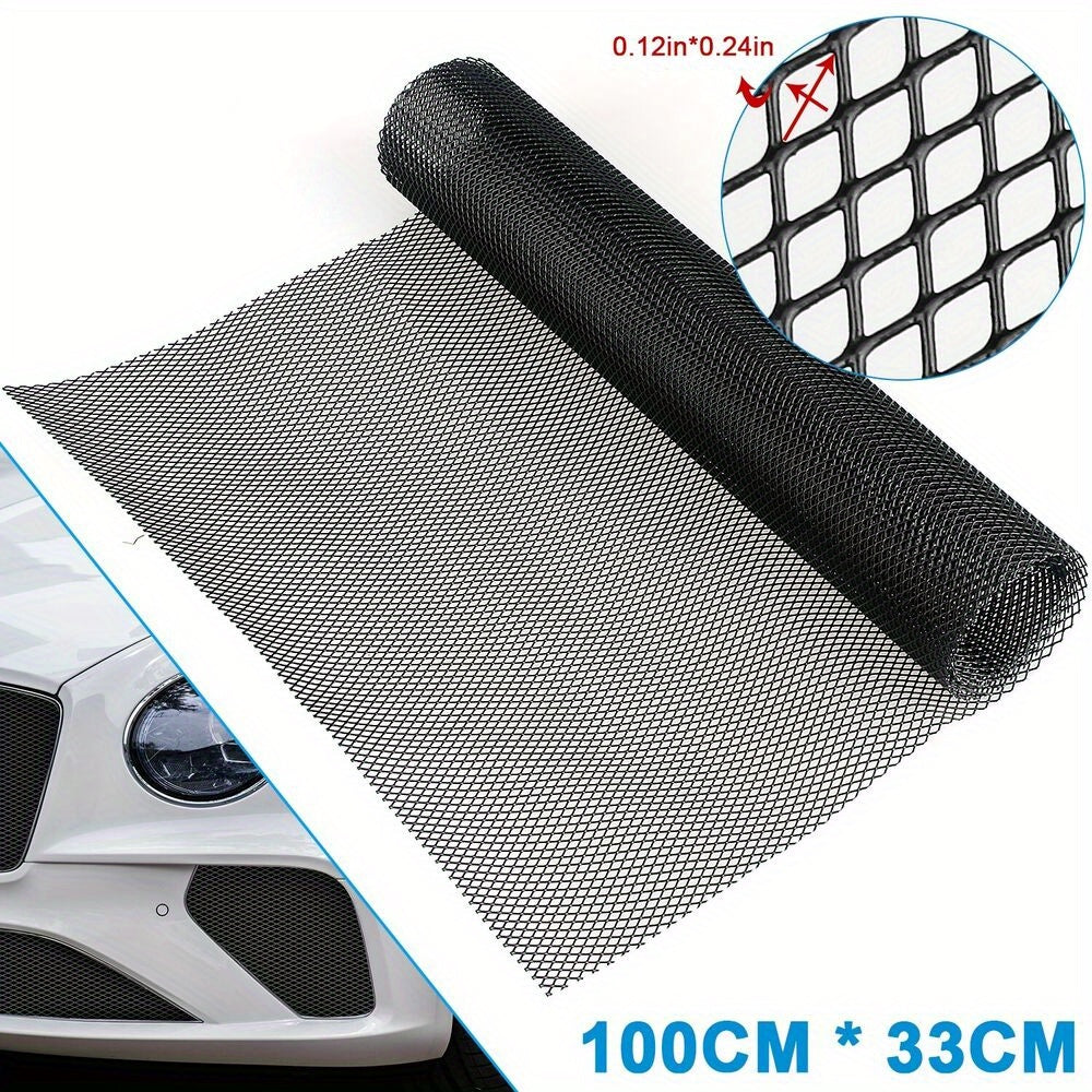 Malla de rejilla de aluminio universal para coche 40x13 pulgadas inserto de parachoques negro