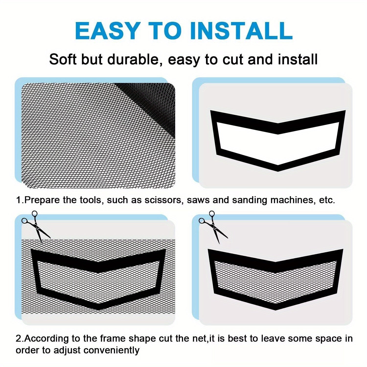 Malla de rejilla de aluminio universal para coche 40x13 pulgadas inserto de parachoques negro