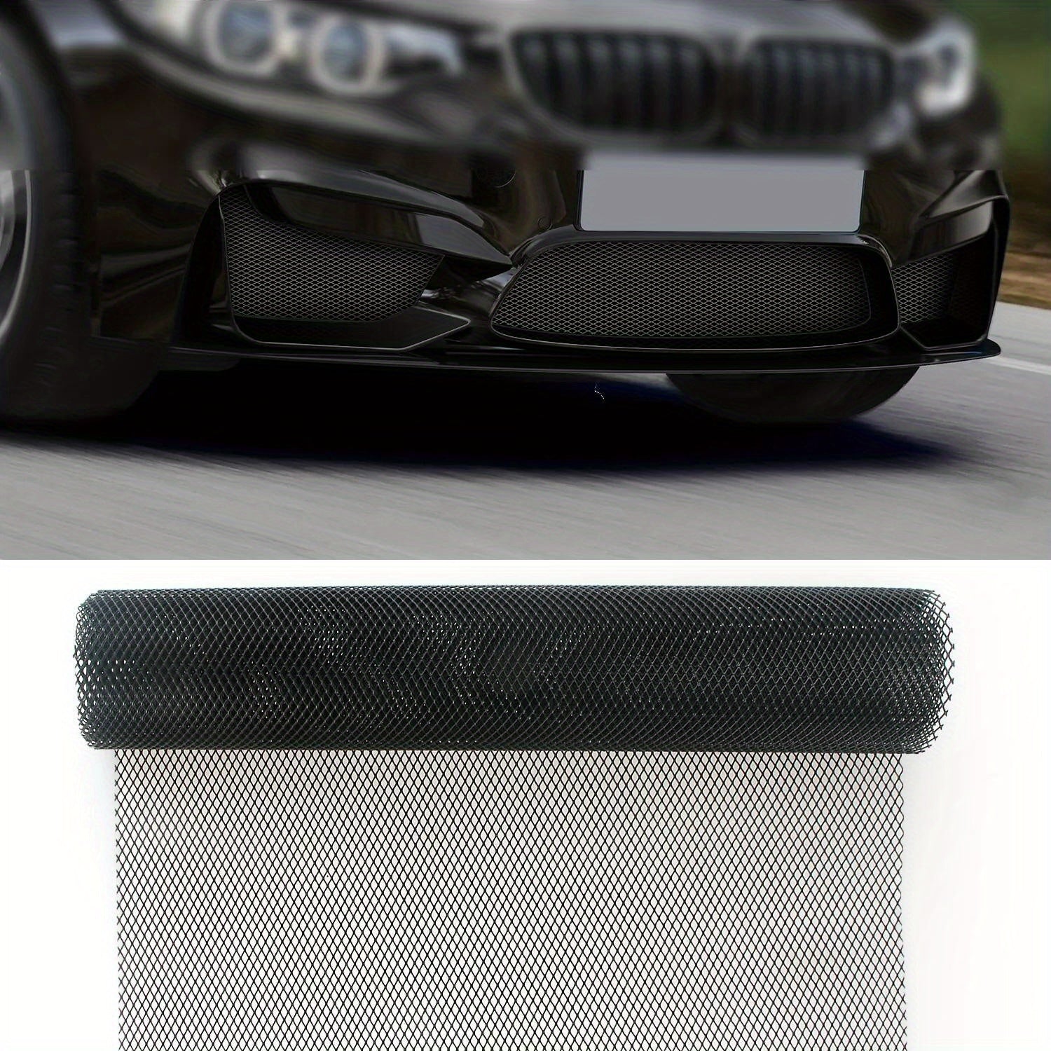 Malla de rejilla de aluminio universal para coche 40x13 pulgadas inserto de parachoques negro