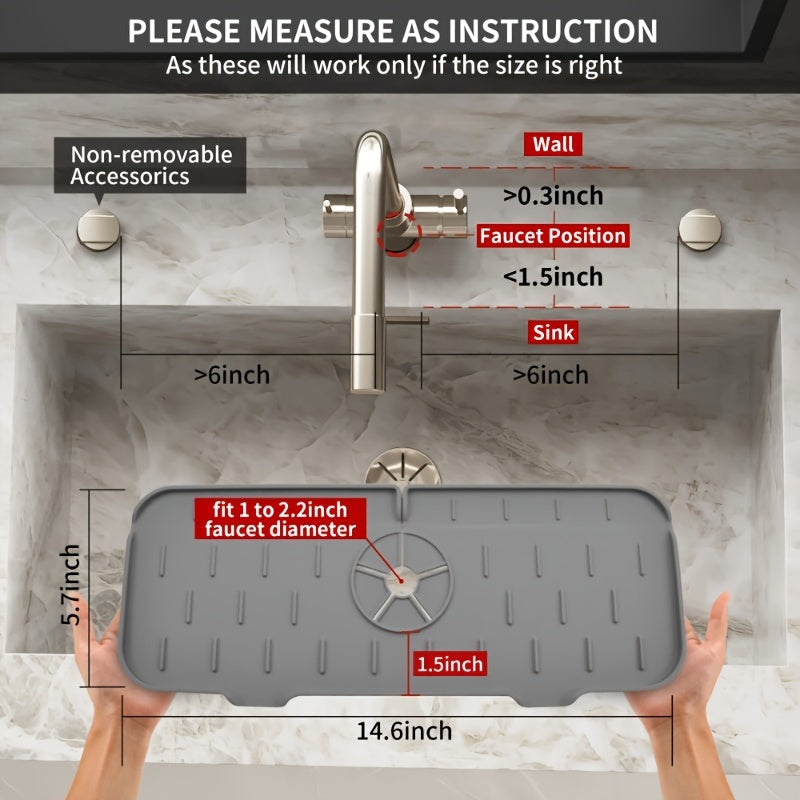 Bandeja de goteo de silicona con protector contra salpicaduras para encimeras de cocina y baño, diseño inclinado
