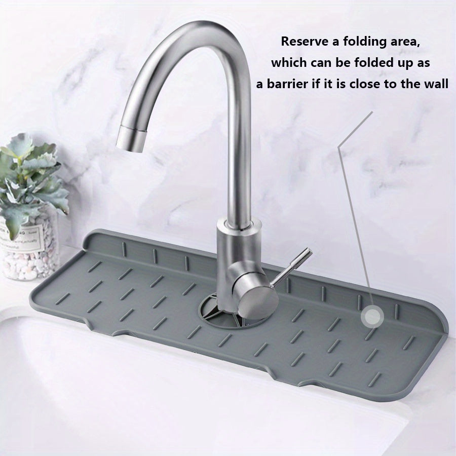 Bandeja de goteo de silicona con protector contra salpicaduras para encimeras de cocina y baño, diseño inclinado