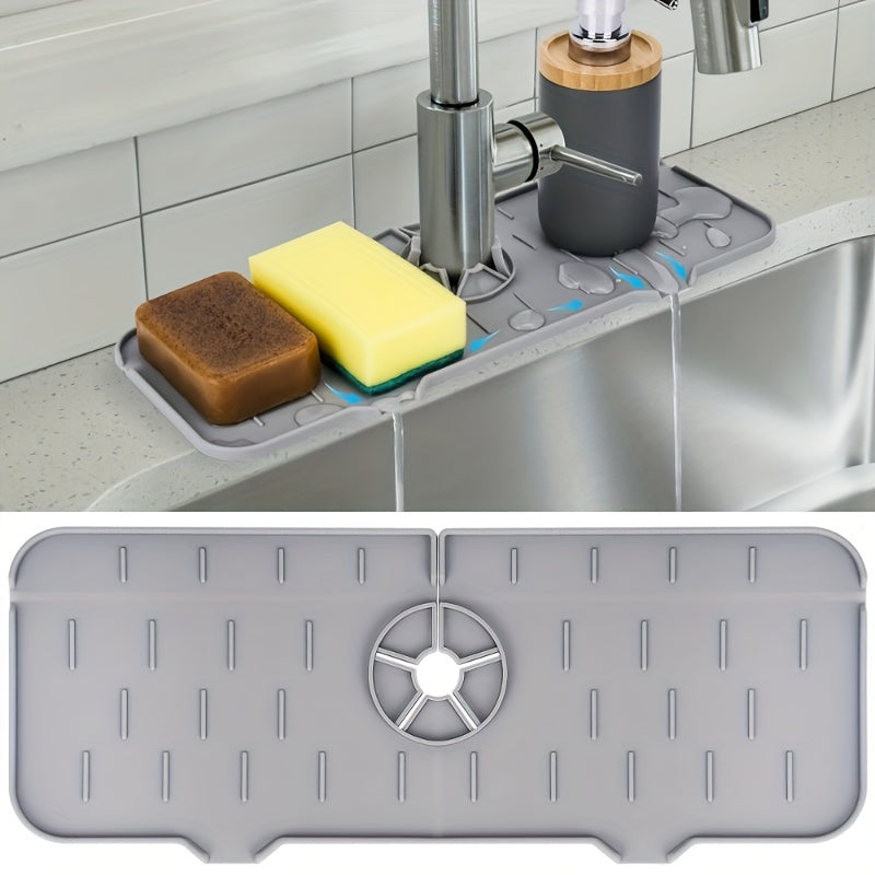 Bandeja de goteo de silicona con protector contra salpicaduras para encimeras de cocina y baño, diseño inclinado