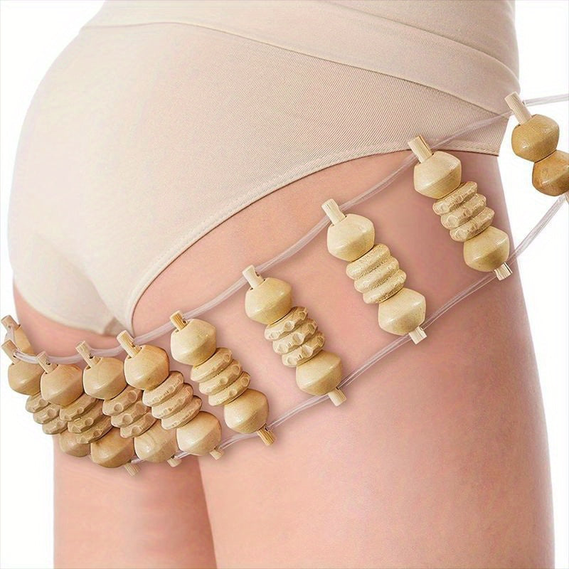 Natural Wooden Massage Set with Nine Rollers Chemical-Free for Relaxation