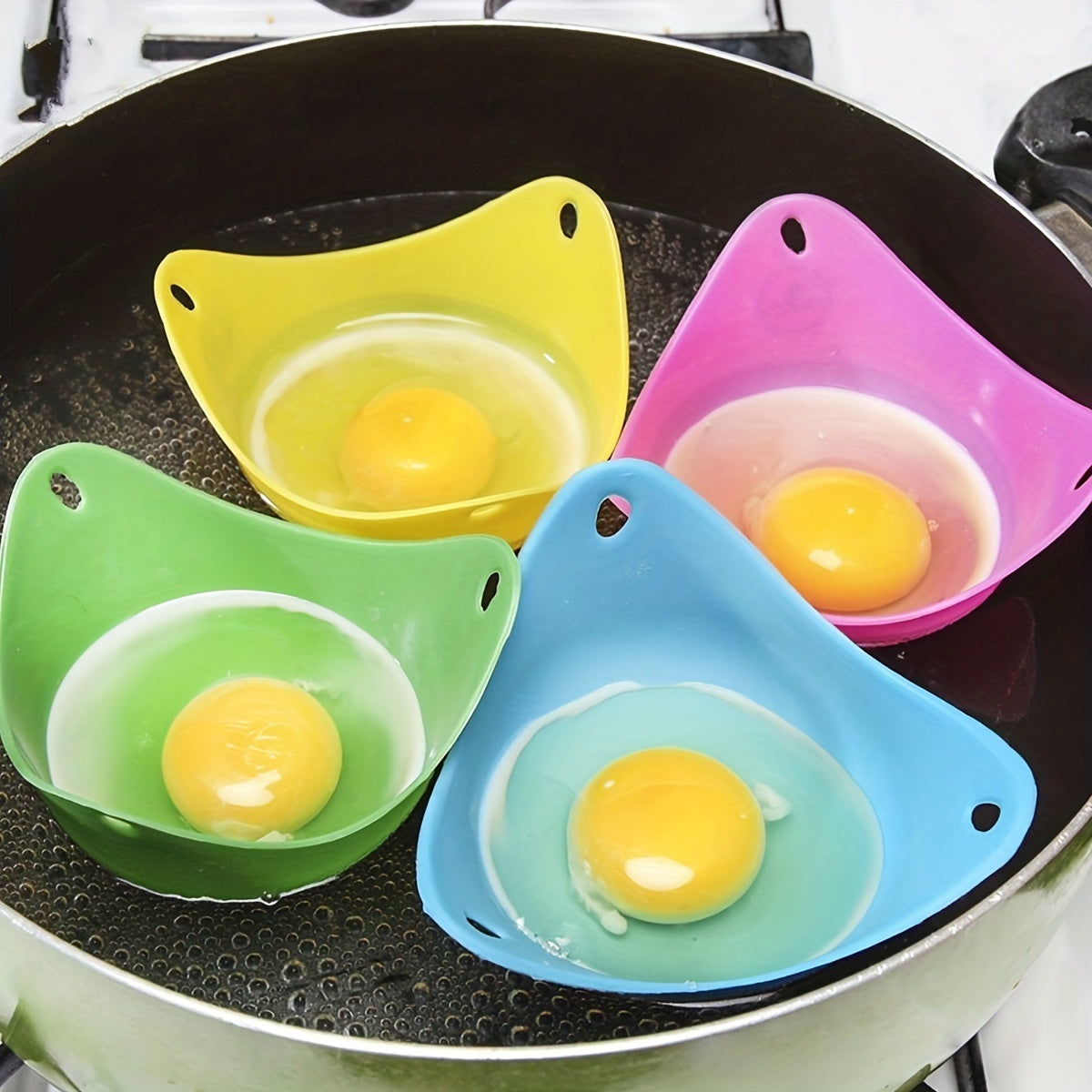 Set of 4 Silicone Egg Poachers BPA-Free Nonstick Cups for Easy Egg Cooking