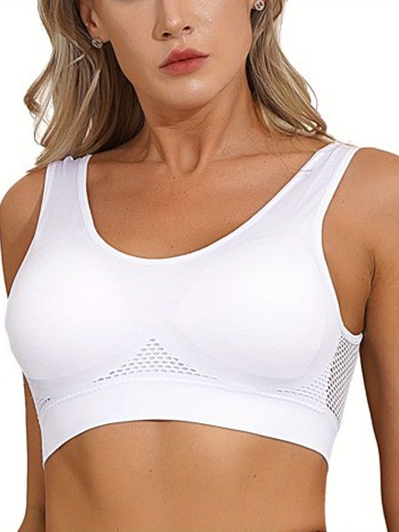 1 dona Qattiq Seamless Mesh Tank Bra, Anti Sagging Dizayni bilan, Ayollar Lingerie uchun Oddiy Qulay Push Up Usuli.
