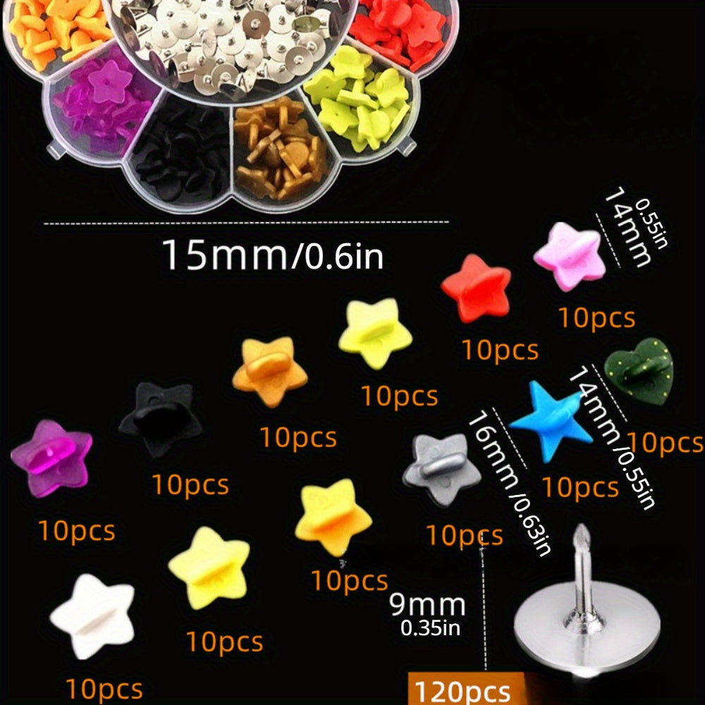 DIY Jewelry Making Kit with 120 Colorful Rubber Butterfly Caps and Pins
