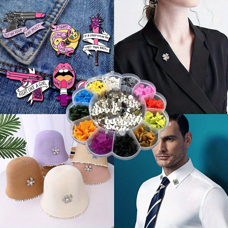 DIY Jewelry Making Kit with 120 Colorful Rubber Butterfly Caps and Pins