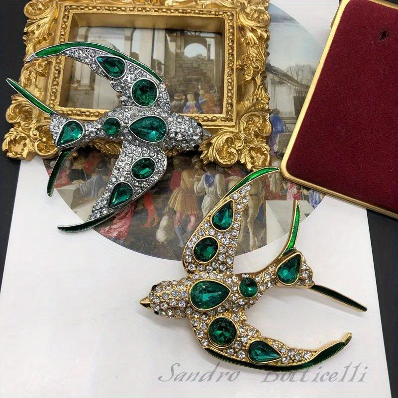 Vintage Crystal Swallow Brooch for Women and Men Baroque Style Jewelry