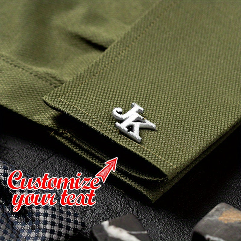 Personalized Stainless Steel Cufflinks Set of 2 for Grooms Wedding Groomsmen Engraved Initials