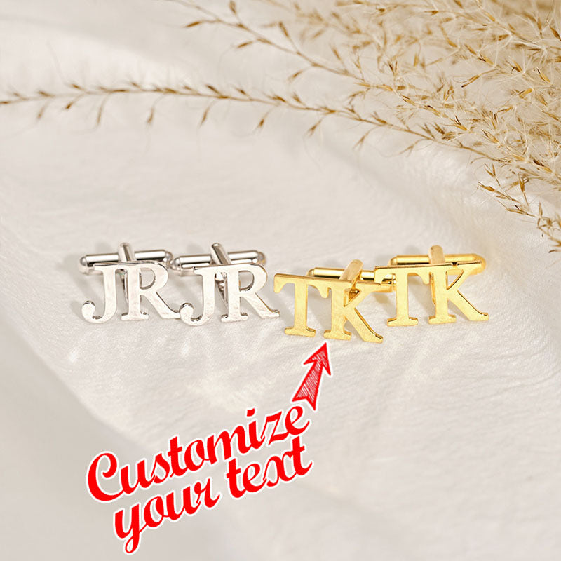 Set of 2 Personalized Initial Cufflinks Engraved Name Wedding Groomsmen Gift for Men