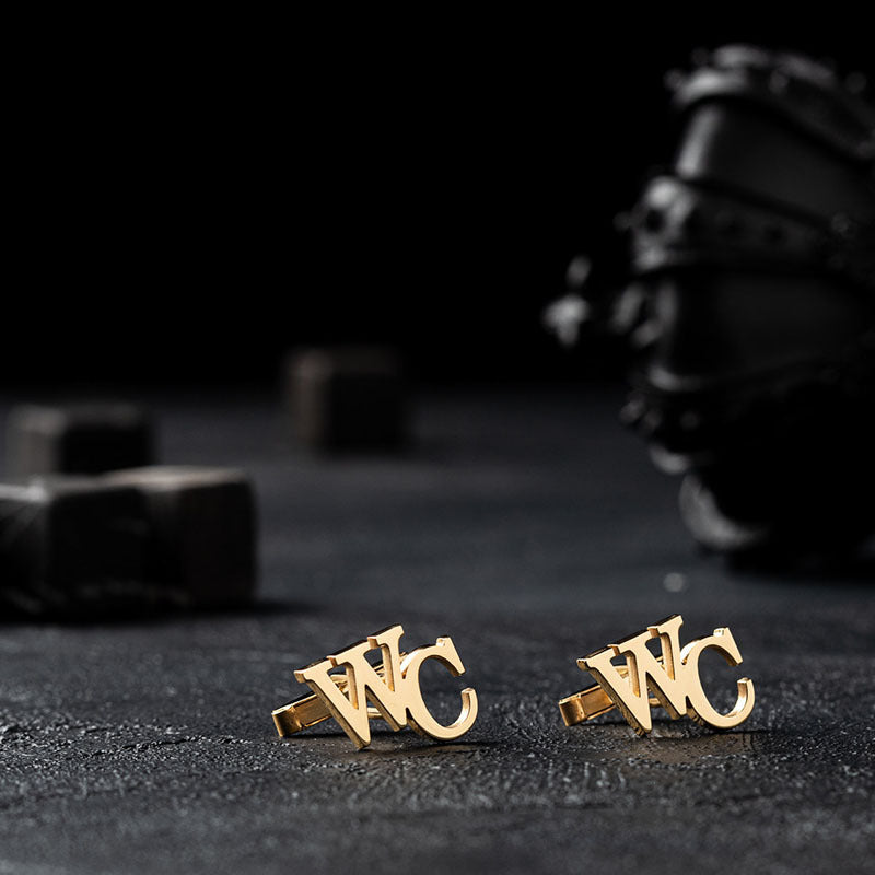 Personalized Stainless Steel Cufflinks Set of 2 for Grooms Wedding Groomsmen Engraved Initials