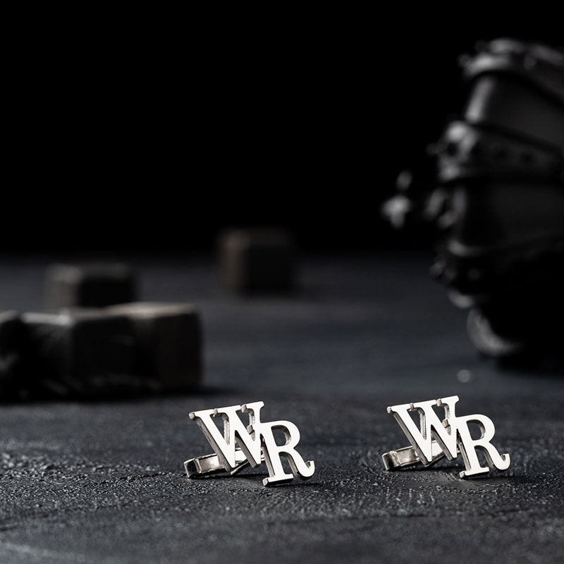Personalized Stainless Steel Cufflinks Set of 2 for Grooms Wedding Groomsmen Engraved Initials