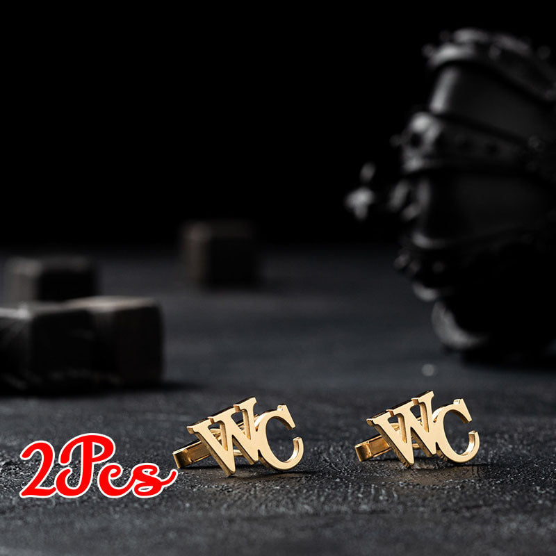 Personalized Stainless Steel Cufflinks Set of 2 for Grooms Wedding Groomsmen Engraved Initials