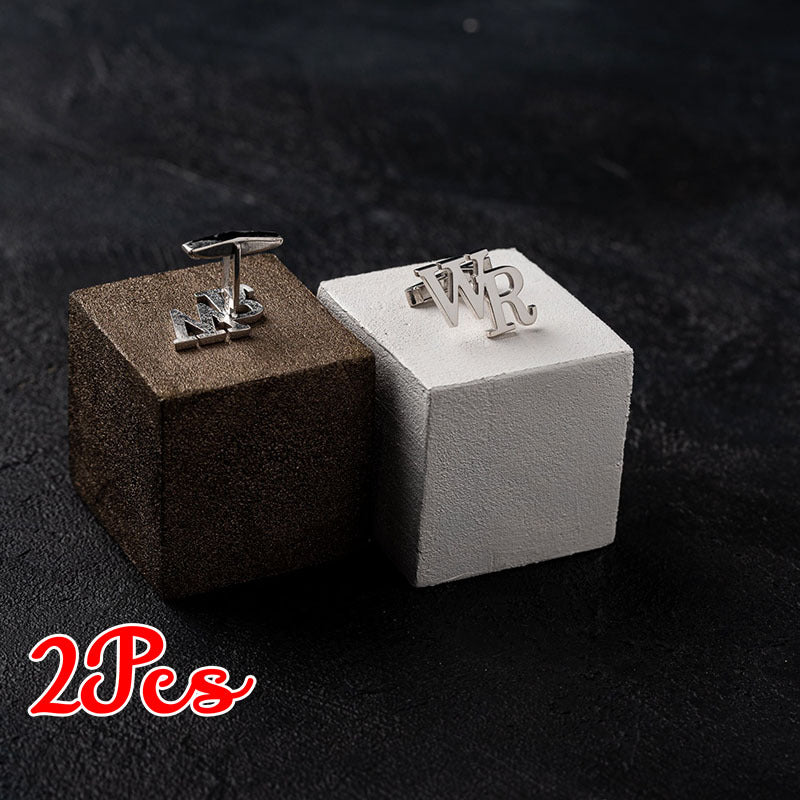 Personalized Stainless Steel Cufflinks Set of 2 for Grooms Wedding Groomsmen Engraved Initials