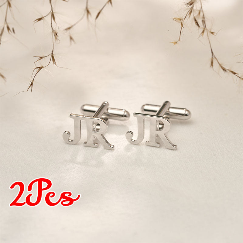 Set of 2 Personalized Initial Cufflinks Engraved Name Wedding Groomsmen Gift for Men