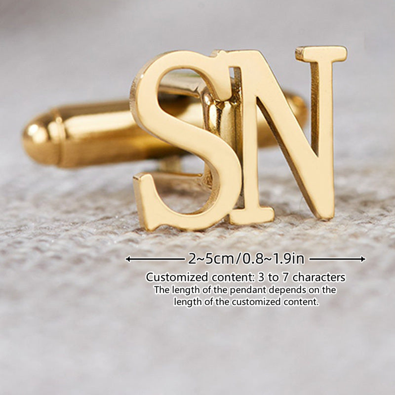 Set of 2 Personalized Initials Cufflinks for Men Monogram Letter Groomsman Gift