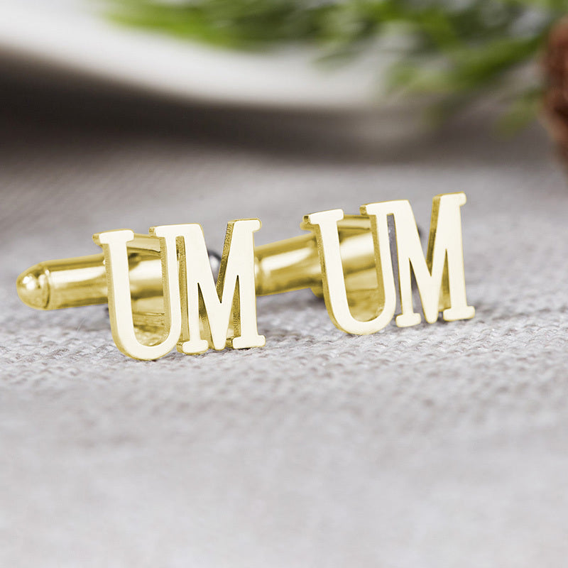Set of 2 Personalized Initials Cufflinks for Men Monogram Letter Groomsman Gift