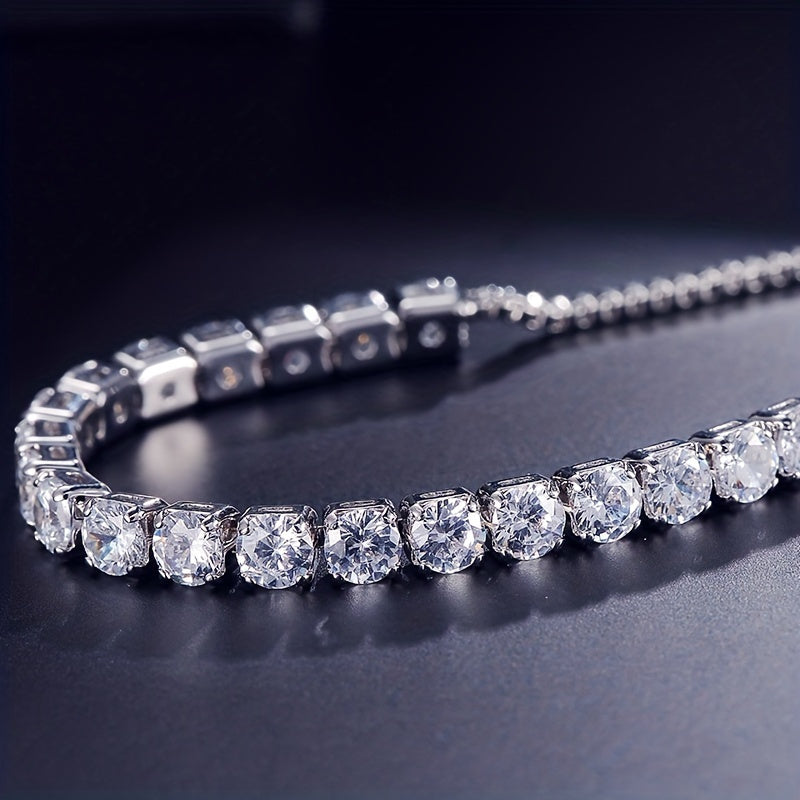 Sevgi kuni sovg'asi: 18K oltin qoplamali, 925 sterling kumushdan tayyorlangan elegant tennis bilaguzuk - 11.0ct vintage Moissanite bilan bezatilgan va 7.56G og'irlikda - erkaklar va ayollar uchun mukammal zargarlik, barcha fasllar uchun mos.