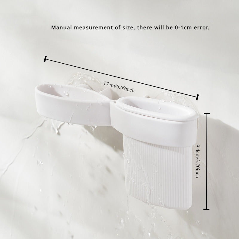 Waterproof Bathroom Organizer Wall Mount with Storage Cups for Toothbrush Toothpaste Shaving Cream