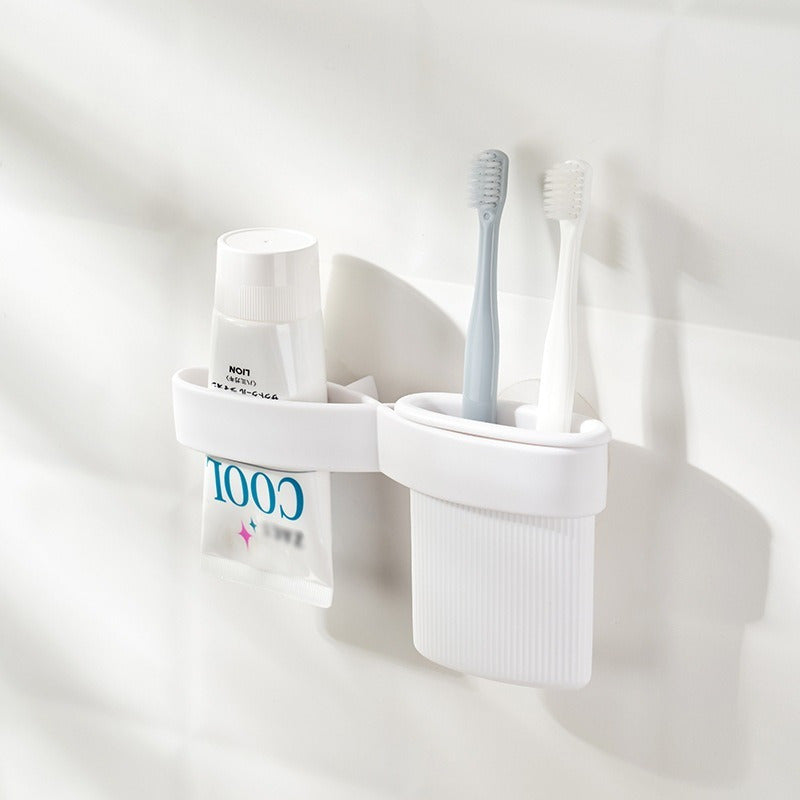 Waterproof Bathroom Organizer Wall Mount with Storage Cups for Toothbrush Toothpaste Shaving Cream
