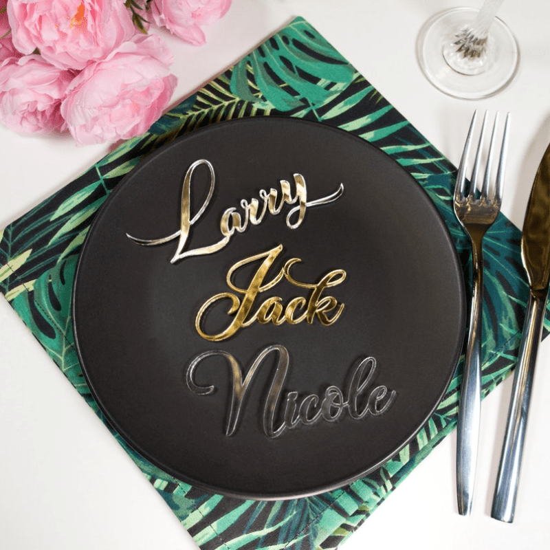 Personalized Acrylic Place Cards Reflective Finish for Weddings and Events
