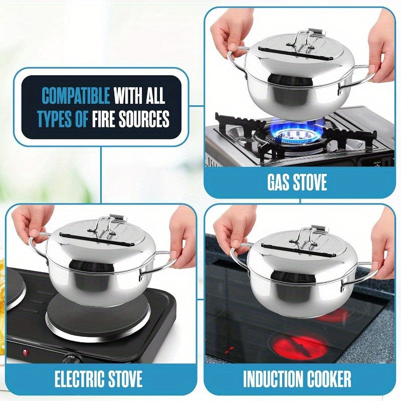 Нержавеющая сталь глубокая фритюрница с крышкой и термометром для приготовления на плите