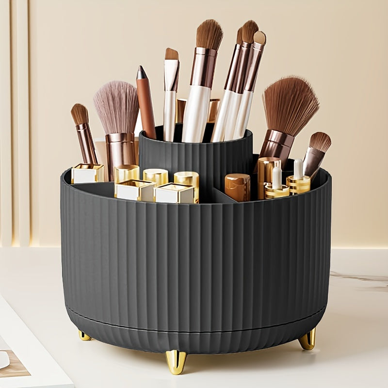 Makeup Brush Storage Box Rotating Organizer 5 Compartments Pen Lipstick Holder