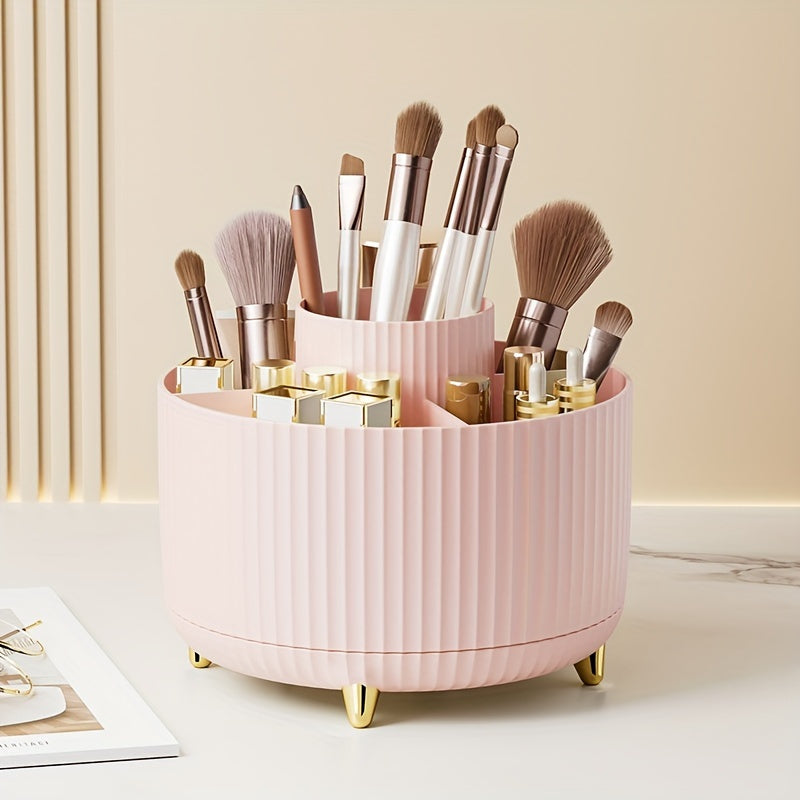 Makeup Brush Storage Box Rotating Organizer 5 Compartments Pen Lipstick Holder