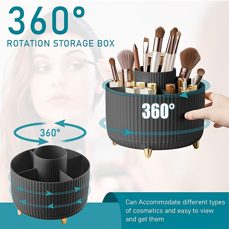 Makeup Brush Storage Box Rotating Organizer 5 Compartments Pen Lipstick Holder