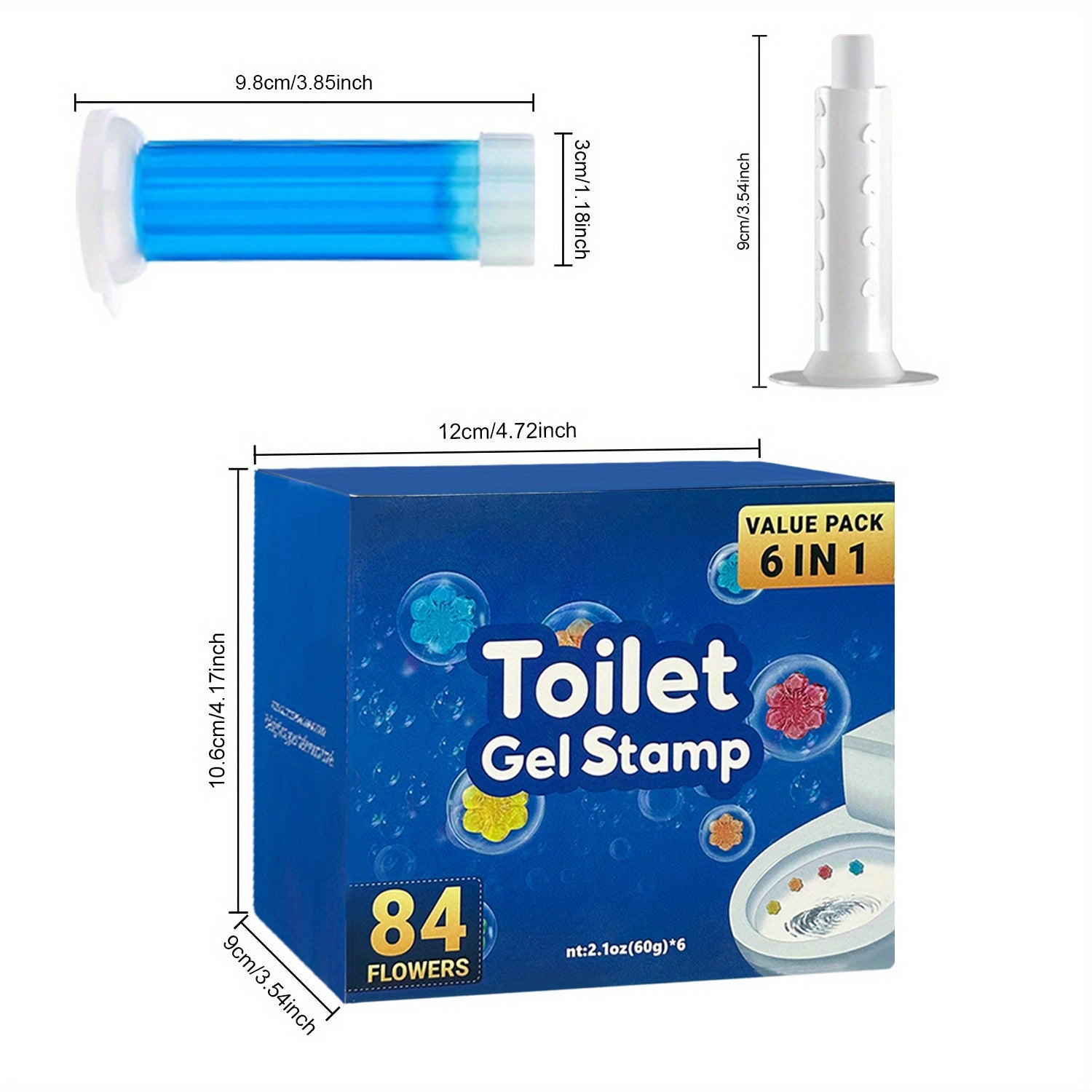 Toilet Gel Stamp Set with 6 Sticks Floral Scent Bathroom Cleaner and Deodorizer
