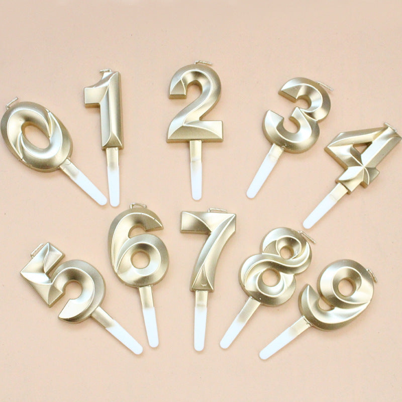 3D Number Candle Insert Gold Silver Diamond for Birthday Cake Decoration