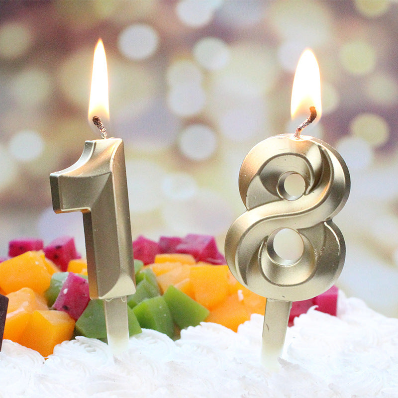 3D Number Candle Insert Gold Silver Diamond for Birthday Cake Decoration