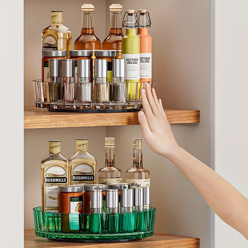 "360 Daraja Aylanuvchi Ziravorlar Tashkiliy, Mavsumiy va Qo'shimchalar uchun Stol Ustidagi Saqlash Tayoqchasi, Uy, Restoran yoki Kosmetika Tashkiliy uchun Suriladigan Plastik Polka - 1 Dona"