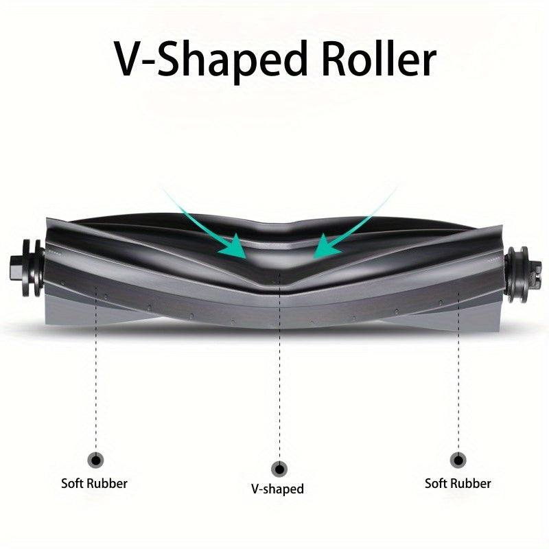 V-Shaped Roller Brush for Robot Vacuum, Plastic, Floor and Carpet Cleaning