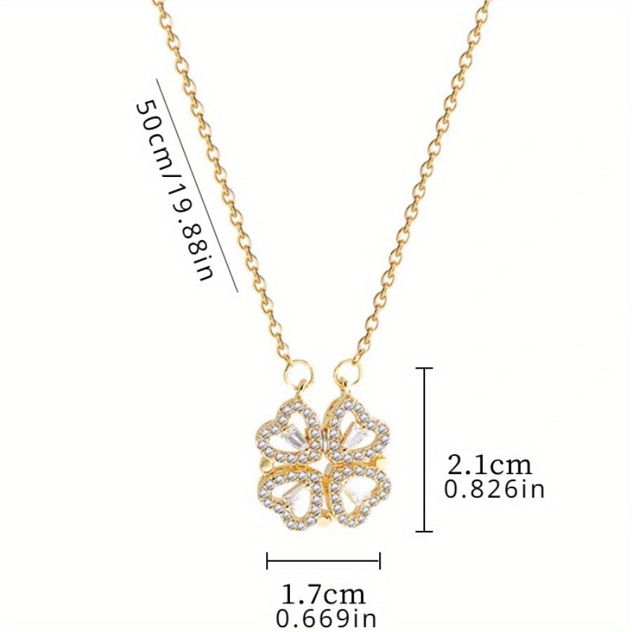 Women's Four-Leaf Clover Pendant Necklace in Three Colors Synthetic Zircon Jewelry